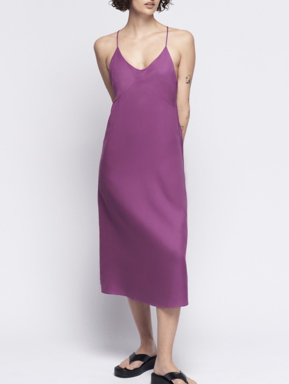 KOTN Tahia Slip Dress in BLACK size Small